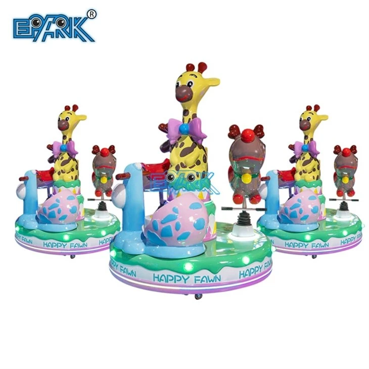 Giraffe Carousel Fiberglass 3 People Carousel Ride