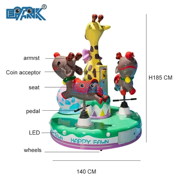 Giraffe Carousel Fiberglass 3 People Carousel Ride
